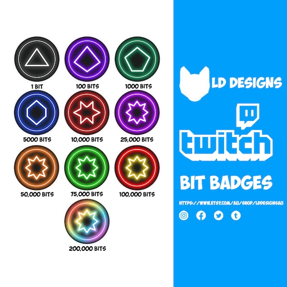 Twitch Bit Badges Twitch Sub Badges Neon Etsy
