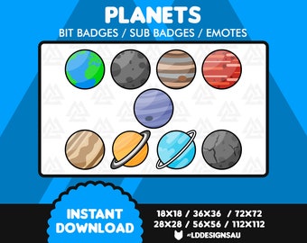 Twitch Subscriber Badges | Bit Badges | Planets