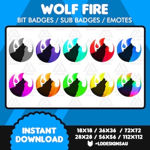 | des badges Twitch Bit | des sous-badges Twitch | d’émoticônes Twitch Badges d’abonné Twitch | Loup