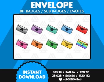 Twitch Bit Badges | Twitch Sub Badges | Mail Envelope