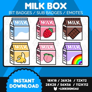 Odznaki subskrybentów Milk Box | Odznaki subskrybentów Twitch Milk Carton | Odznaki subskrybentów Twitch | Odznaki subskrybentów Twitch | Odznaki subskrybentów Cute Sub | Odznaki bitów Twitch | Streamer