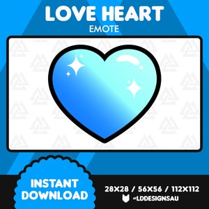 Cute Blue Shiny Hearts Twitch Emote | Glossy Love Heart Discord Emote | Streamer Emotes | Cute Kawaii Emote