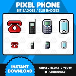 Twitch Subscriber Badges | Twitch Sub Badges | 8 Bit / Pixel Phones
