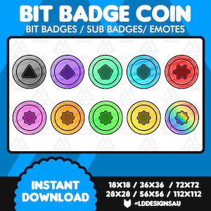 Twitch Sub Badges | Twitch Bit Badges | Twitch Subscriber Badges | Bit Coins Sub Badges | Bit Coins Bit Badges | Cute Sub Badges