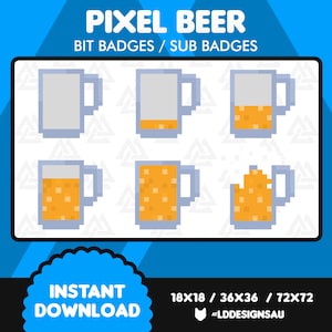 Twitch Subscriber Badges | Twitch Sub Badges | 8 Bit / Pixel Beer