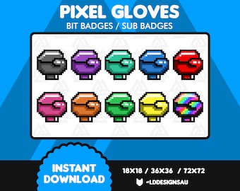 Twitch Bit Badges | Twitch Sub Badges | 8 Bit / Pixel Boxing Gloves