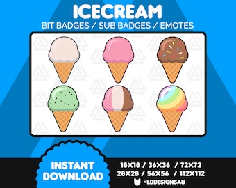 Ice Cream | Twitch Subscriber Badges | Twitch Sub Badges | Ice Cream Sub Badges | Twitch Bit Badges | Streamer | Twitch Badges