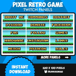 Twitch Panels | 8 Bit Pixel Retro Game Panels Twitch Profile Panel | Pixel Panels | Cute Twitch Panels | Kawaii Twitch Panels