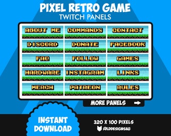 Twitch Panels | 8 Bit Pixel Retro Game Panels Twitch Profile Panel | Pixel Panels | Cute Twitch Panels | Kawaii Twitch Panels