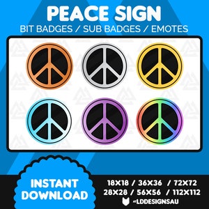 Twitch Sub Badges | Bit Badge | Peace Sign