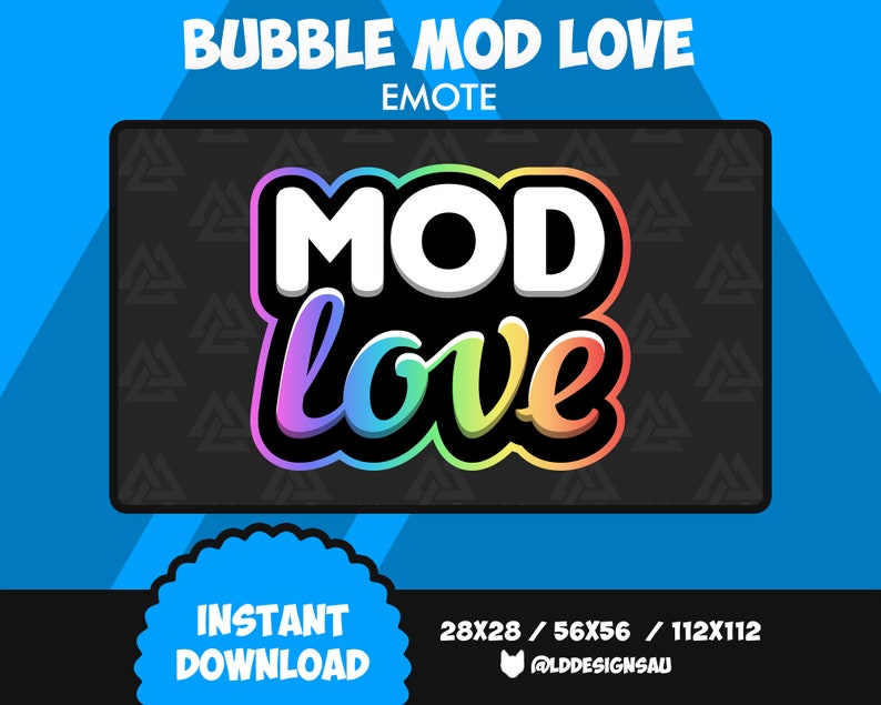 Bubble Mod Love Twitch Emote Mod Love Text Discord Emote Etsy