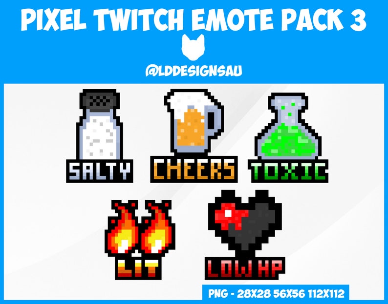Twitch Emotes Discord Emotes Pixel Emote Pack 3 Salty Etsy UK