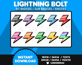 Twitch Bit Badges | Twitch Sub Badges | Lightning Bolt