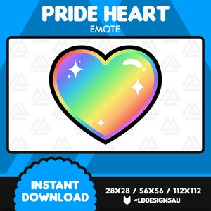Pride Heart Twitch Emote | Rainbow Heart Discord Emote | Streamer Emotes | Cute Kawaii Emote | Twitch Channel Points