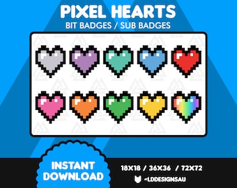 Twitch Bit Badges | Twitch Sub Badges | Pixel Heart