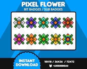 Pixel Flowers Twitch Bit Badges | 8-Bit Retro Twitch Sub Badges | Twitch Subscriber Badges | Twitch Bit Badges | Streamer