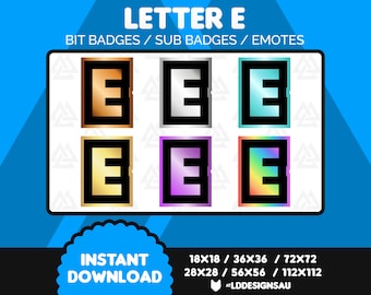 Twitch Sub Badges | Bit Badges | Letter "E"