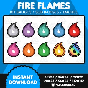 Fire Flame | Twitch Subscriber Badges | Twitch Sub Badges | Twitch Emotes | Twitch Bit Badges | Streamer | Twitch Channel Points