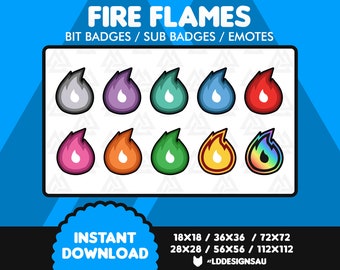 Fire Flame | Twitch Subscriber Badges | Twitch Sub Badges | Twitch Emotes | Twitch Bit Badges | Streamer | Twitch Channel Points
