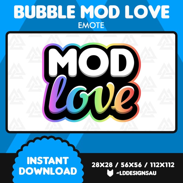 Bubble Mod Love Twitch Emote | Mod Love Text Discord Emote | Streamer Emotes | Cute Emotes | Twitch Channel Points