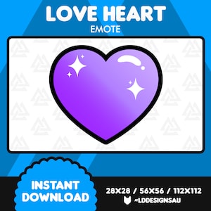 Cute Purple Shiny Hearts Twitch Emote | Glossy Love Heart Discord Emote | Streamer Emotes | Cute Kawaii Emote