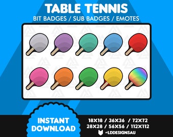 Twitch Bit Badges | Twitch Sub Badges | Table Tennis Paddle