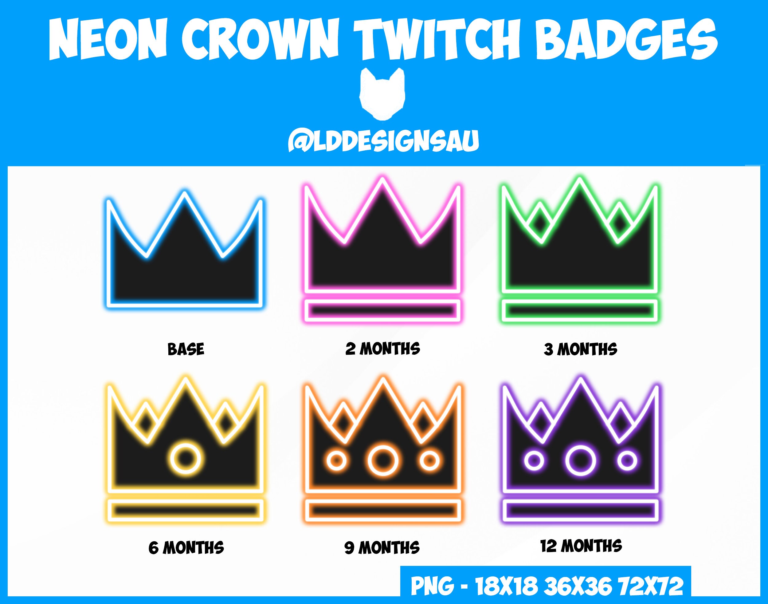 Twitch Abonnentenabzeichen Twitch Sub Abzeichen Neon Crown Etsy