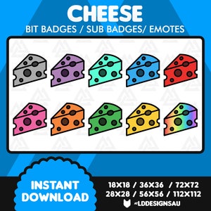 Twitch Sub Badges | Twitch Subscriber Badges | Twitch Bit Badges | Twitch Emotes | Twitch Channel Points | Cheese Wedge