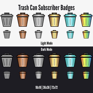Twitch Subscriber Badges | Twitch Sub Badges | Trash Can
