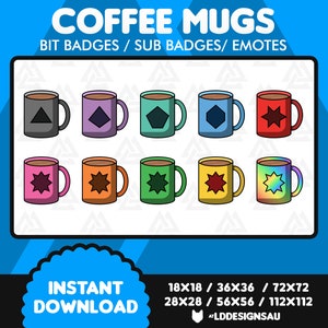 Twitch Bit Badges | Twitch Sub Badges | Coffee Mug