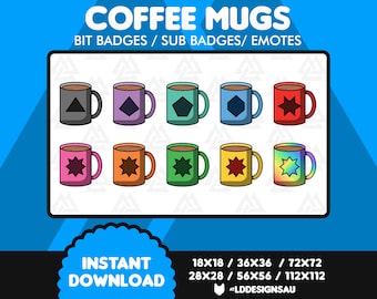 Twitch Bit Badges | Twitch Sub Badges | Coffee Mug