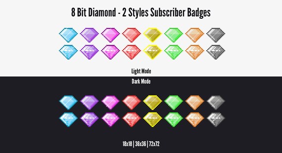 Twitch Cheer Badges 8 Bit Pixel Diamond Etsy