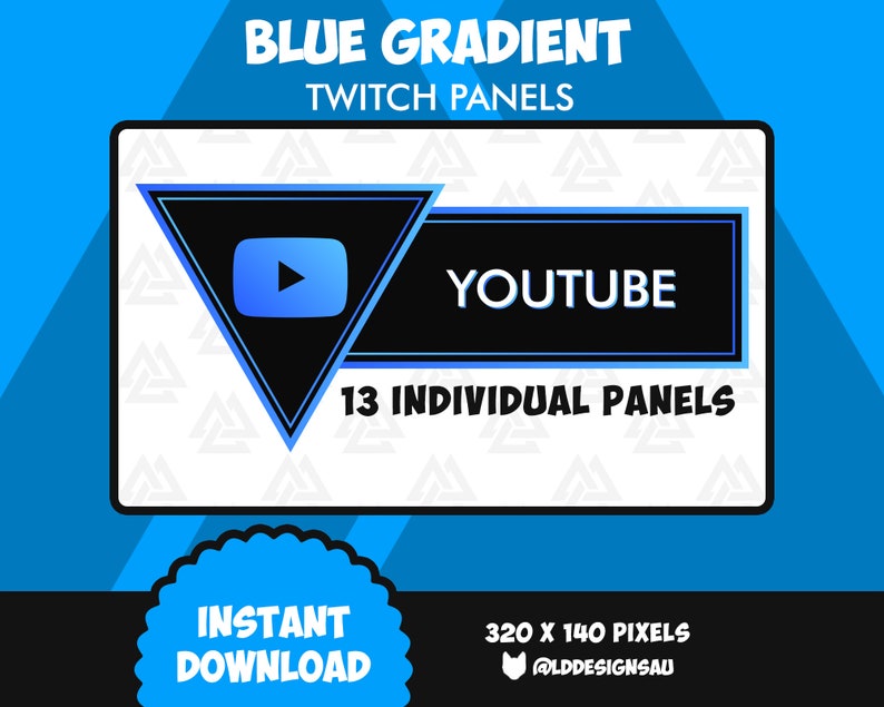 Cute Twitch Panels 13 Neon Blue Minimalistic Panels for Twitch