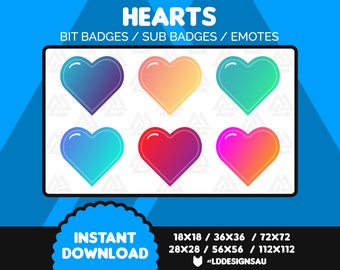 Twitch Sub Badges | Bit Badges | Subscriber Badges | Cute Hearts