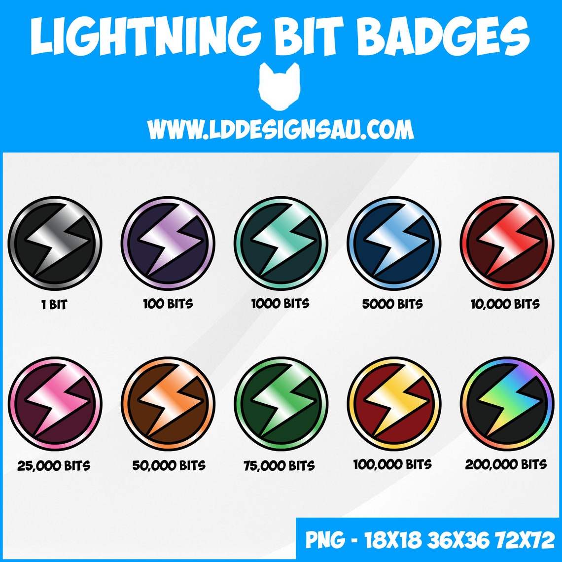 Twitch Bit Badges Twitch Sub Badges Lightning Bolt | Etsy