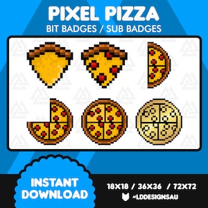 8 Bit / Pixel Pizza | Twitch Subscriber Badges | Twitch Sub Badges | Twitch Badges | Bit Badges | Twitch Cheer Badges