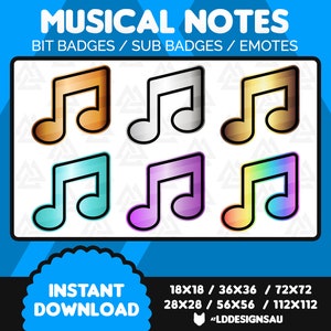 Twitch Subscriber Badges | Twitch Sub Badges | Musical Notes