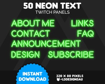 Twitch Panels | 50 Green Neon Panels for Twitch | Cute Twitch Panels | Aesthetic | Neon | Glow | Streamer | Streaming Panels