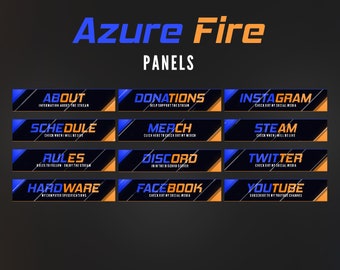 Twitch Panels | Twitch Profile Panel | Azure Fire Edition | Cute Twitch Panels