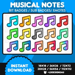 Notas musicais do Twitch Emote | Emblemas de assinante Twitch | Notas musicais dos emblemas do Twitch Sub | Emblemas de bits Twitch | Flâmula | Emotes do Twitch
