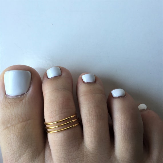Triple Layer Gold Toe Ring Gold Plated Toe Ring Adjustable Etsy