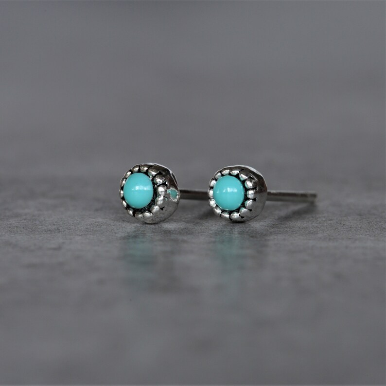 Turquoise Studs Sterling Silver Turquoise Earrings Sterling Etsy