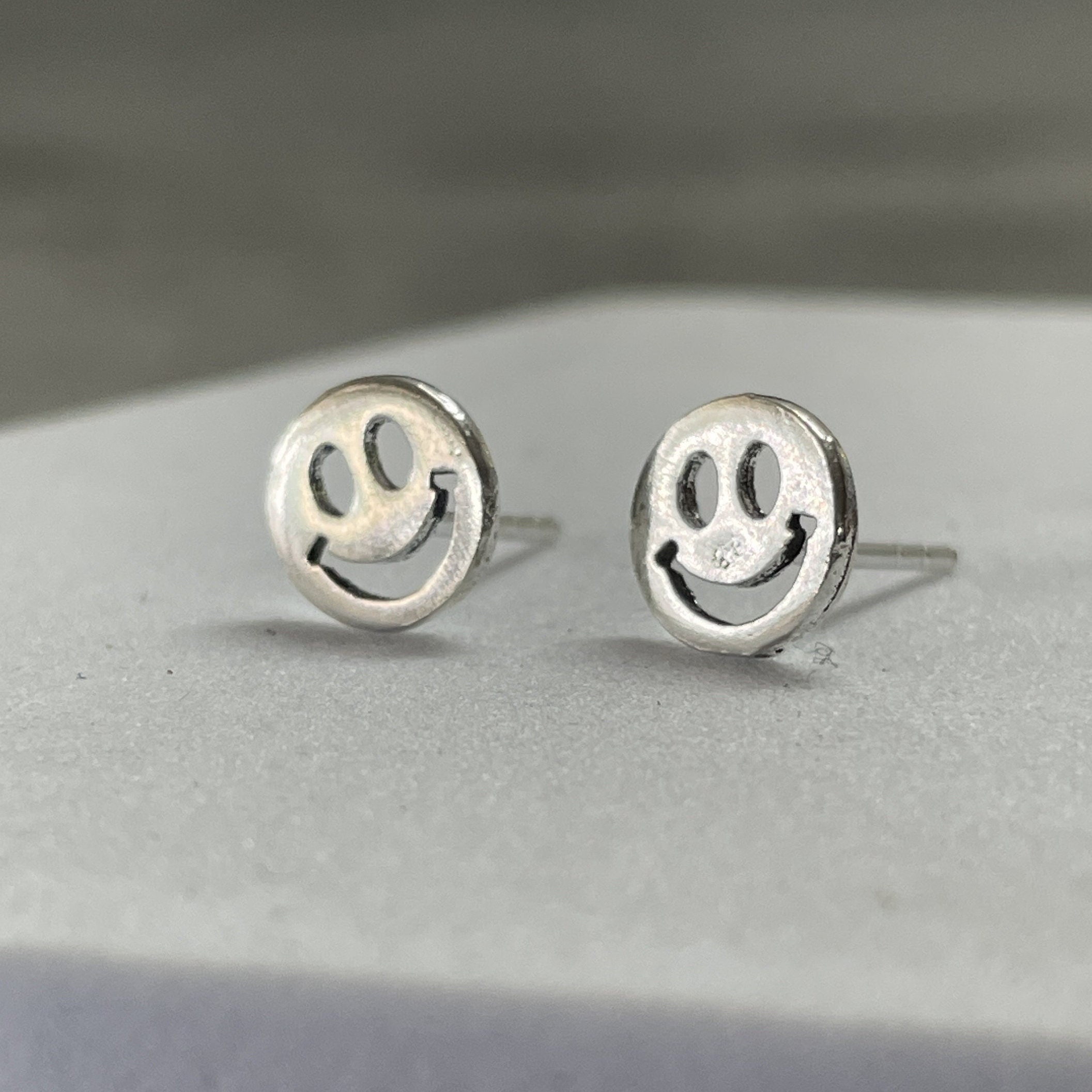 Happy Face Studs Smiley Face Studs Sixties Earrings Seventies