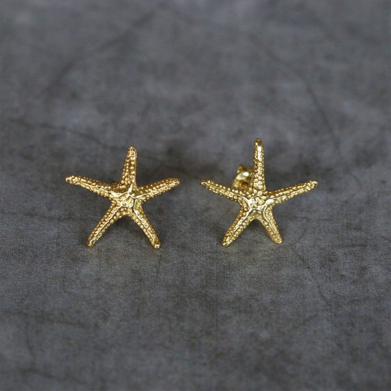 Gold Plated Starfish Studs Gold Starfish Earrings Animal - Etsy
