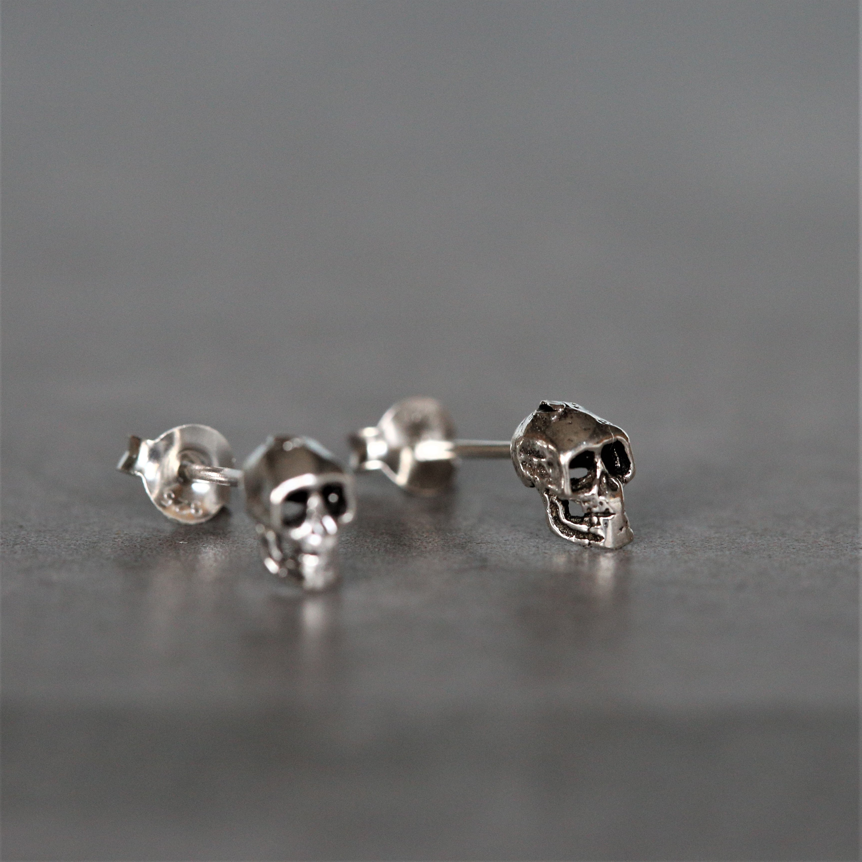 Silver Skull Studs Sterling Silver Scull Earrings Sterling Etsy