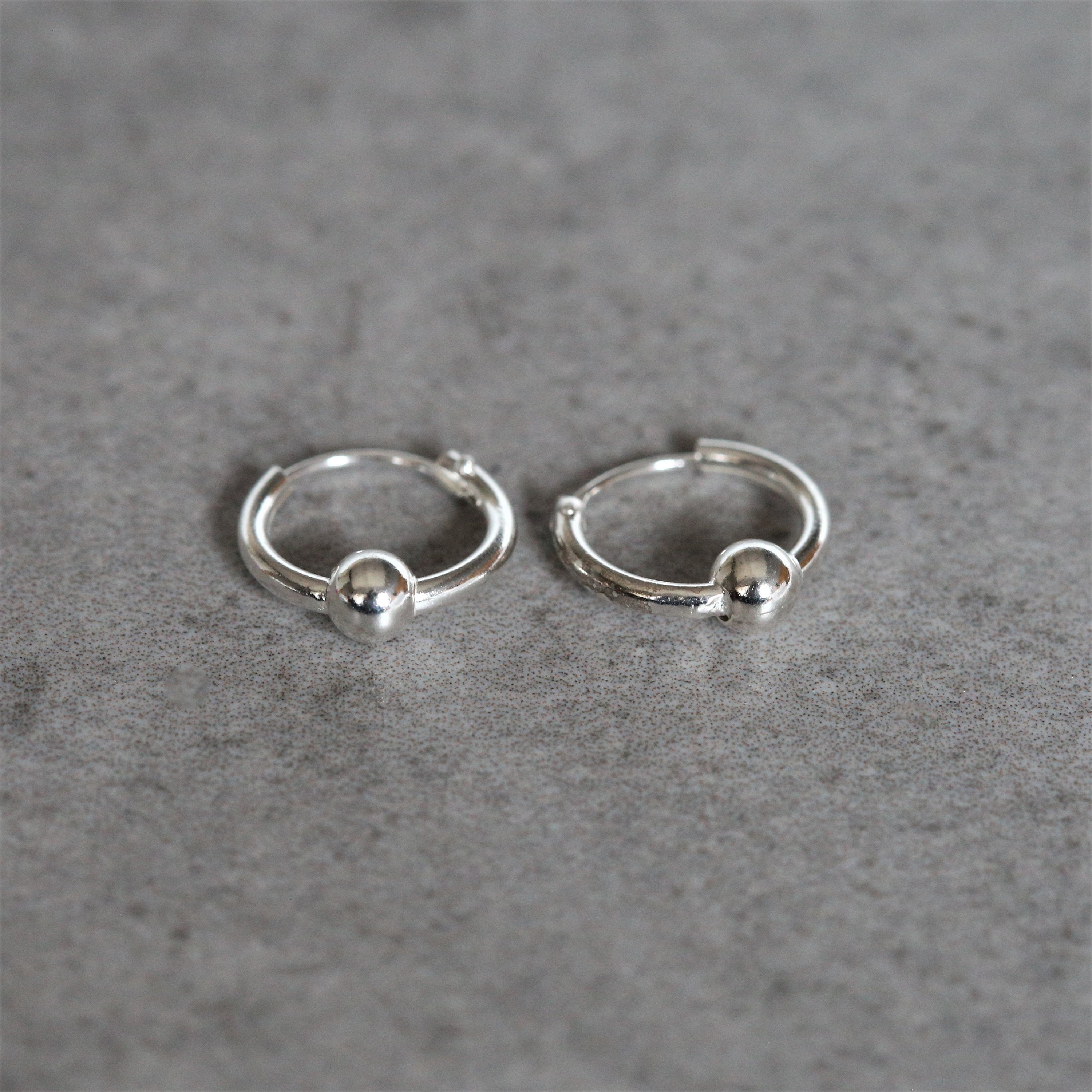 Small silver hoop clearance earrings with ball