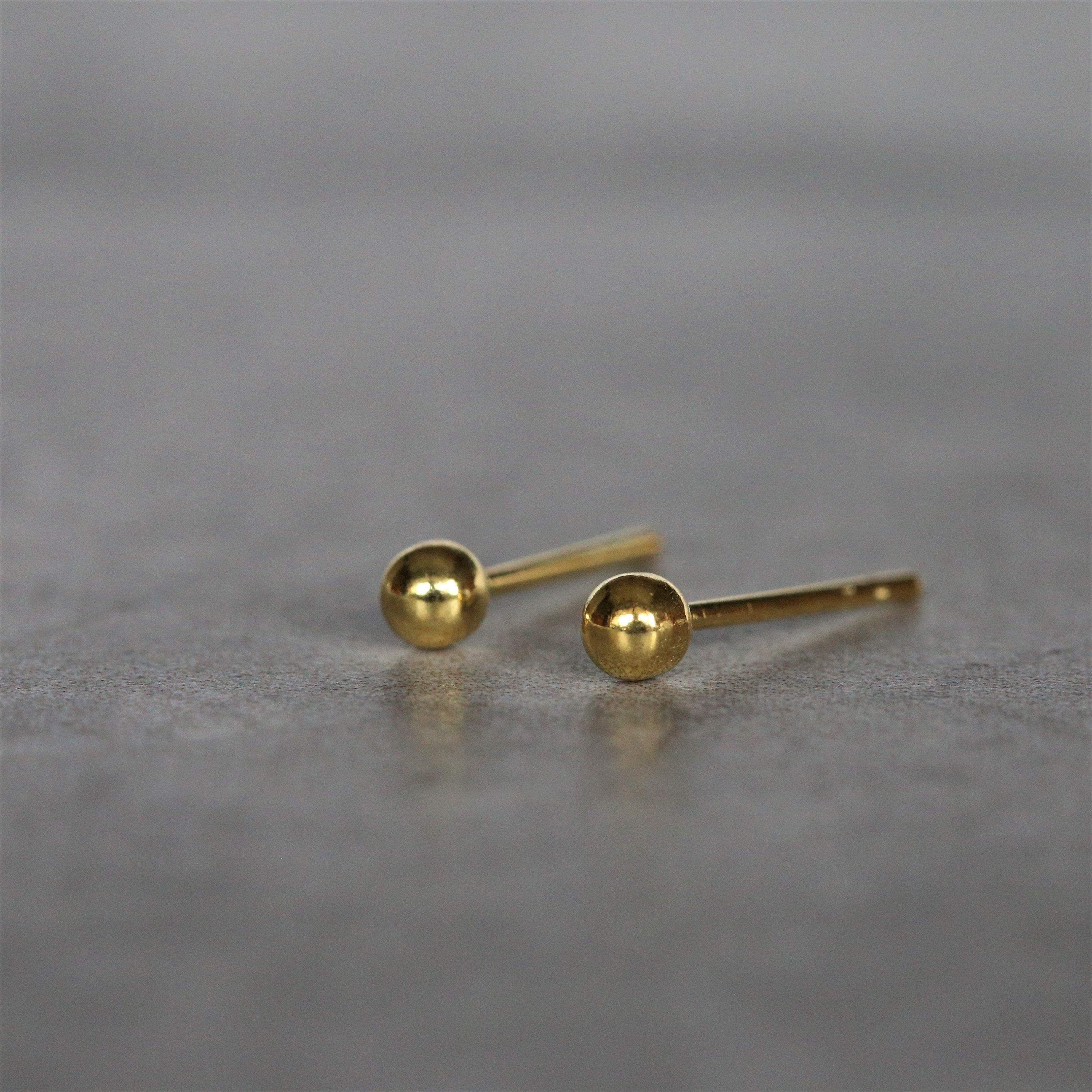 Minimal 3mm Gold Ball Studs Gold Ball Studs Delicate Stud Etsy