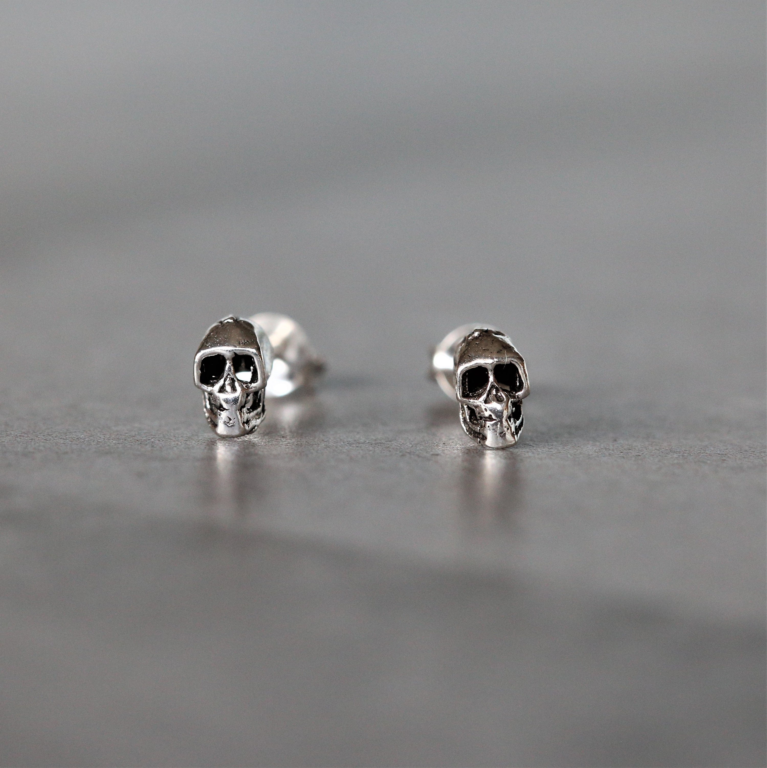 Silver Skull Studs Sterling Silver Scull Earrings Sterling - Etsy
