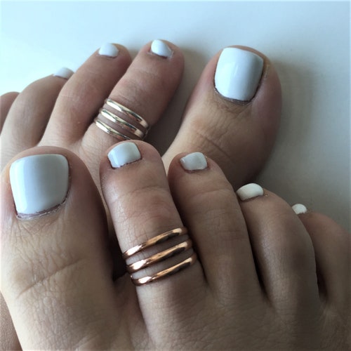 Triple Layer Rose Gold Toe Ring Rose Gold Plated Toe Ring Etsy