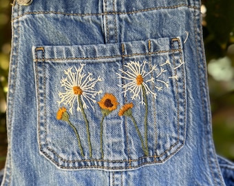 Hand Embroidered Kids Overalls
